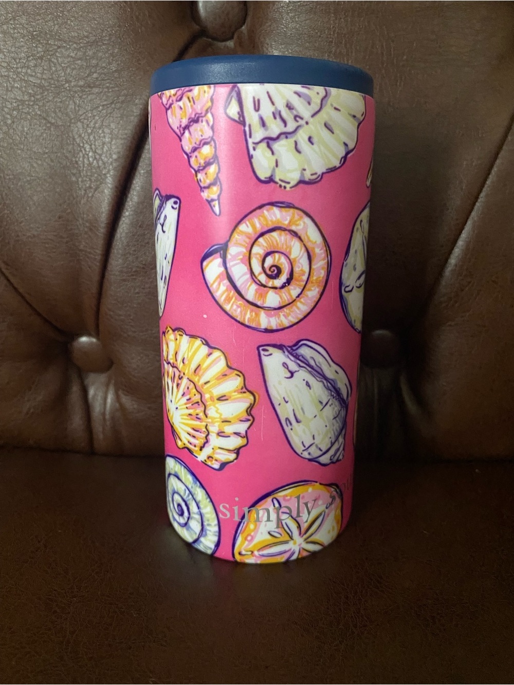Simply Southern Metal Koozie Can Cooler Pink/Shells